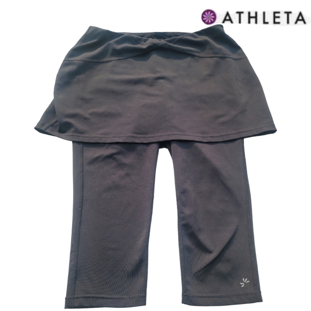 ATHLETA‎ Skirted Crop Leggings Pocket Women's Size Small Black
